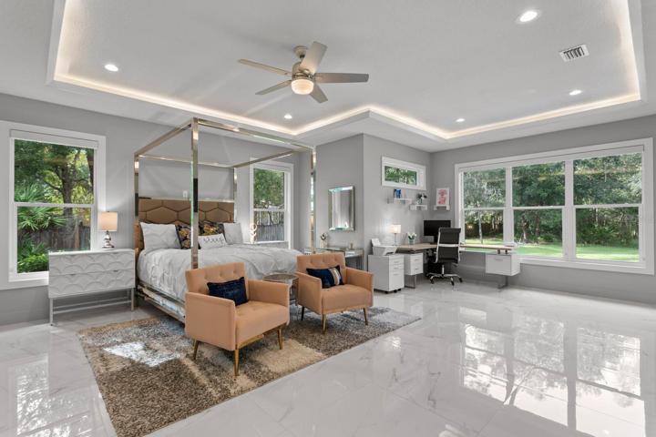 Master suite with tray ceilings
