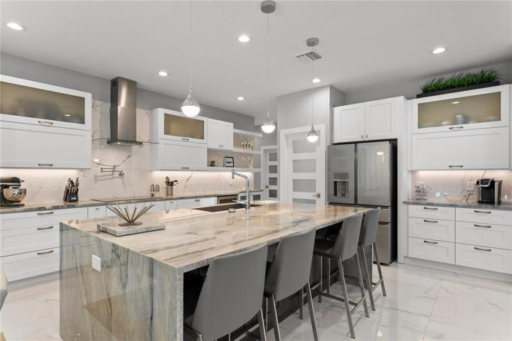 Waterfall quartzite counters