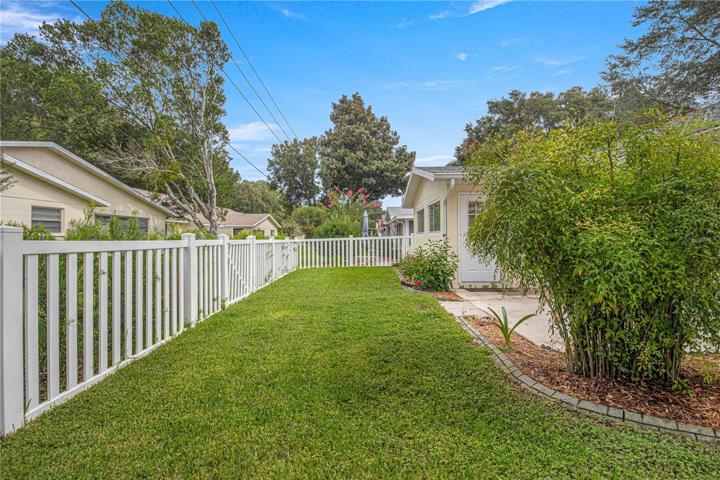 Large Fenced Back Yard - Notice Custom Concrete Curbing