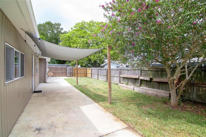 Backyard with sun shade