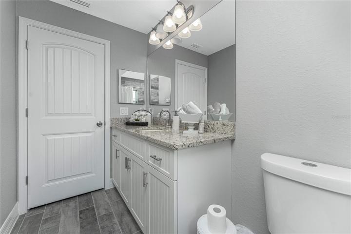 Granite countertop and oversized vanity