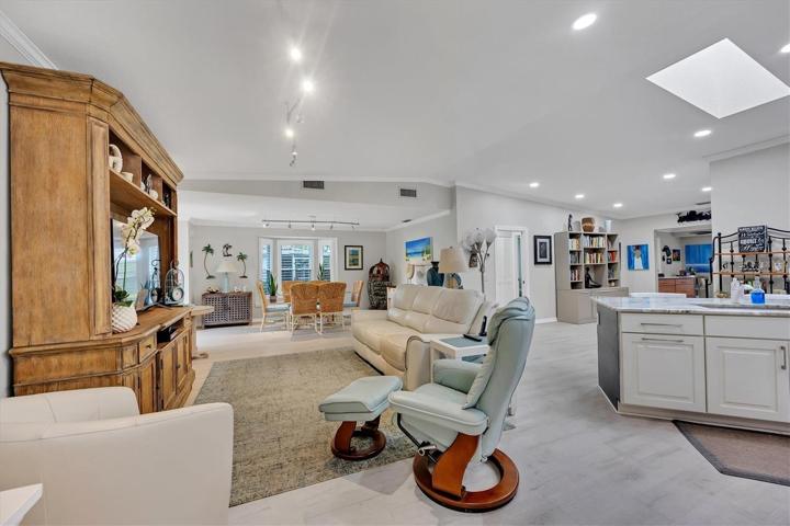 Living area and dining area as viewed from the kitchen