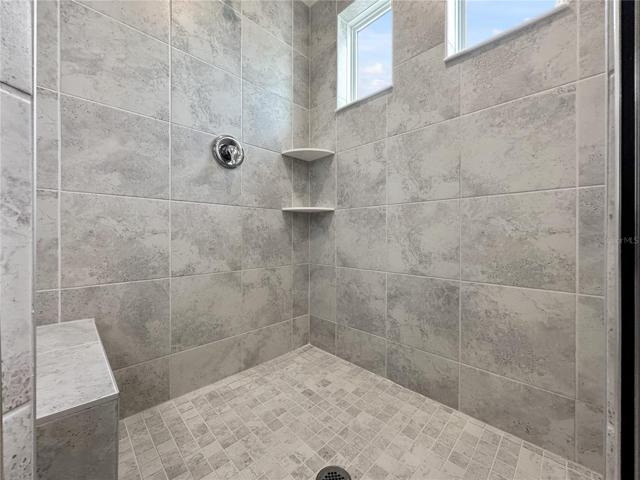 Light-filled Walk-in Shower with Bench