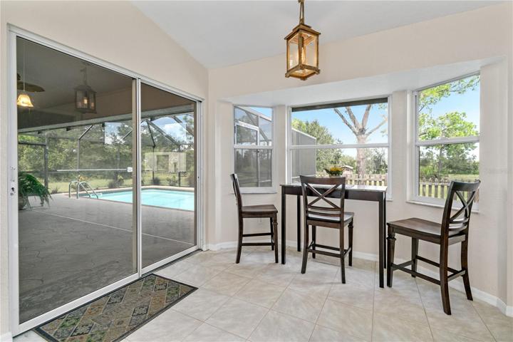 Breakfast Nook with view of backyard and pool area