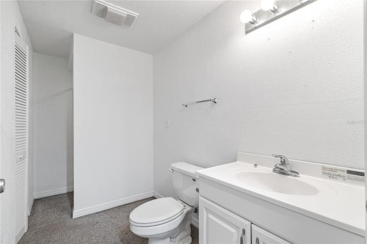 Bathroom inside office of the Steel Building