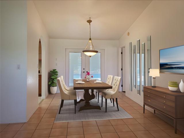 Dining room has been virtually staged