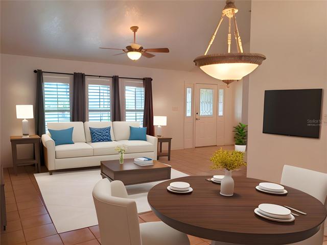 Living room has been virtually staged