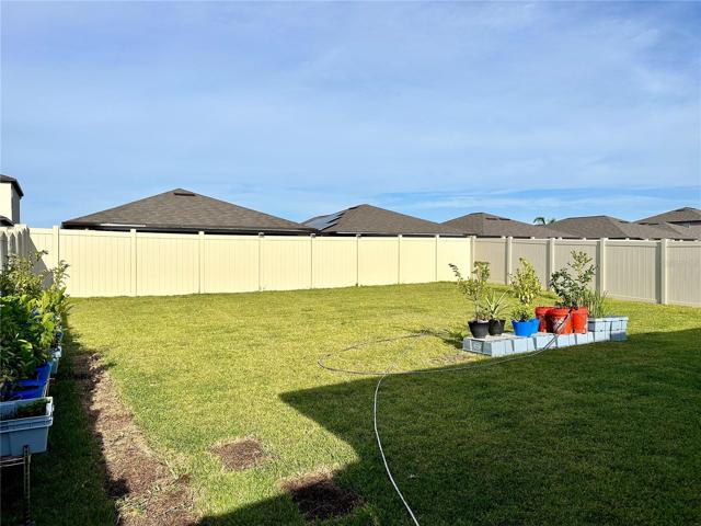 fenced back yard