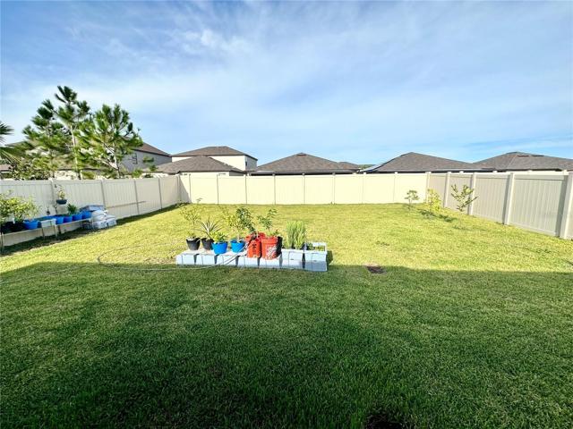 fenced back yard