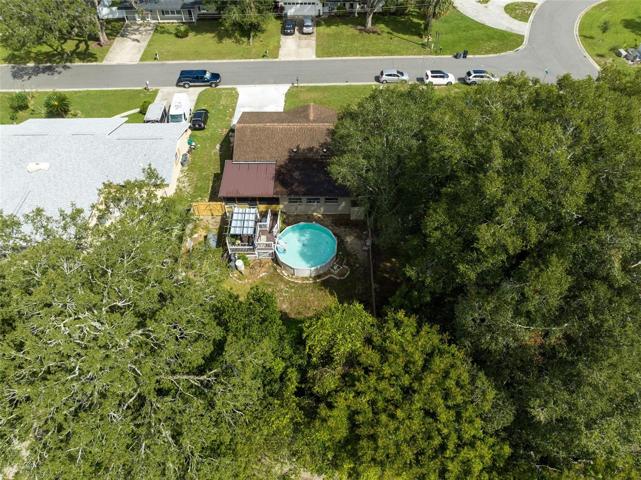 Aerial view of the rear of the home.