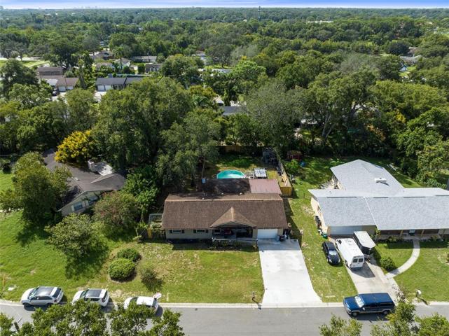 Aerial view of the front of the home.
