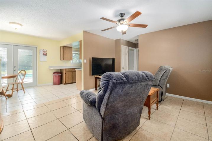 Inside the front door - living room and eat in kitchen.