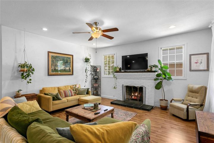 Living area with fireplace