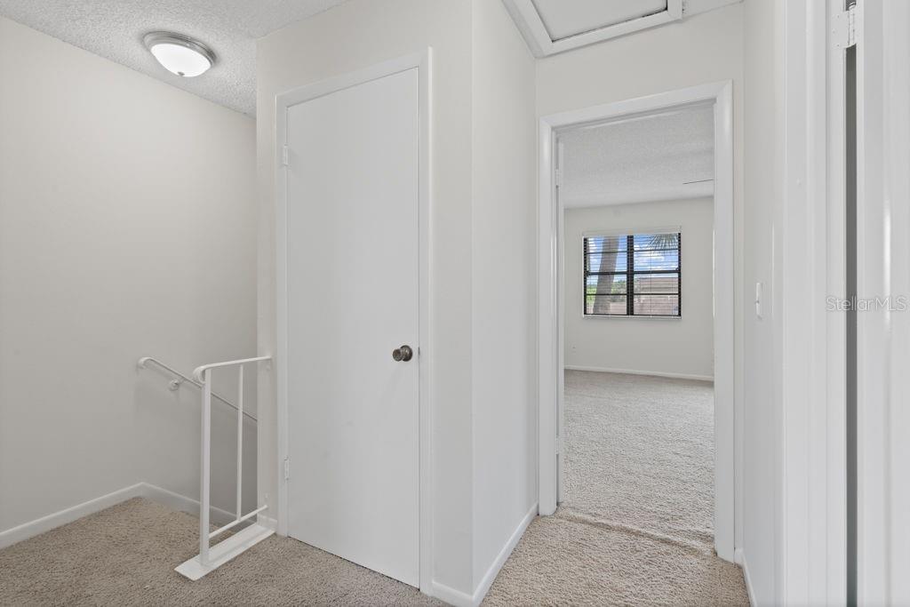 Upstairs landing with new LED light fixture.
