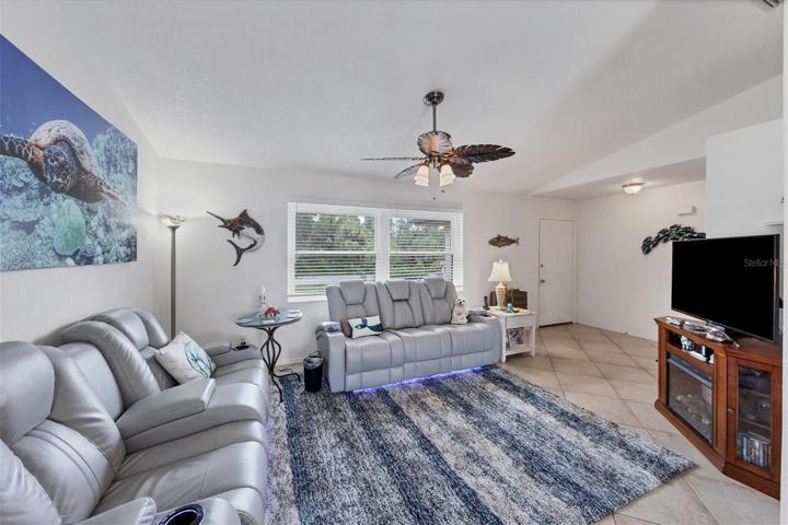 living room view from dining area