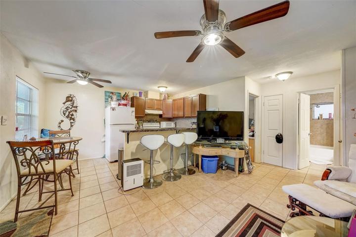 One Bedroom with Removed Kitchen wall to create open floor plan.