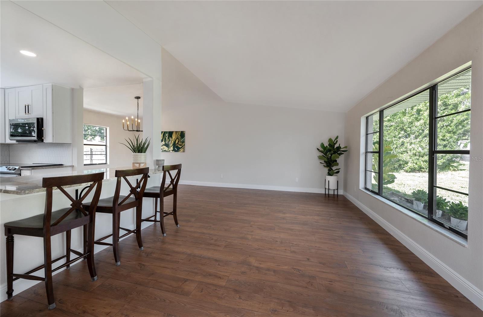 Breakfast bar open to living room