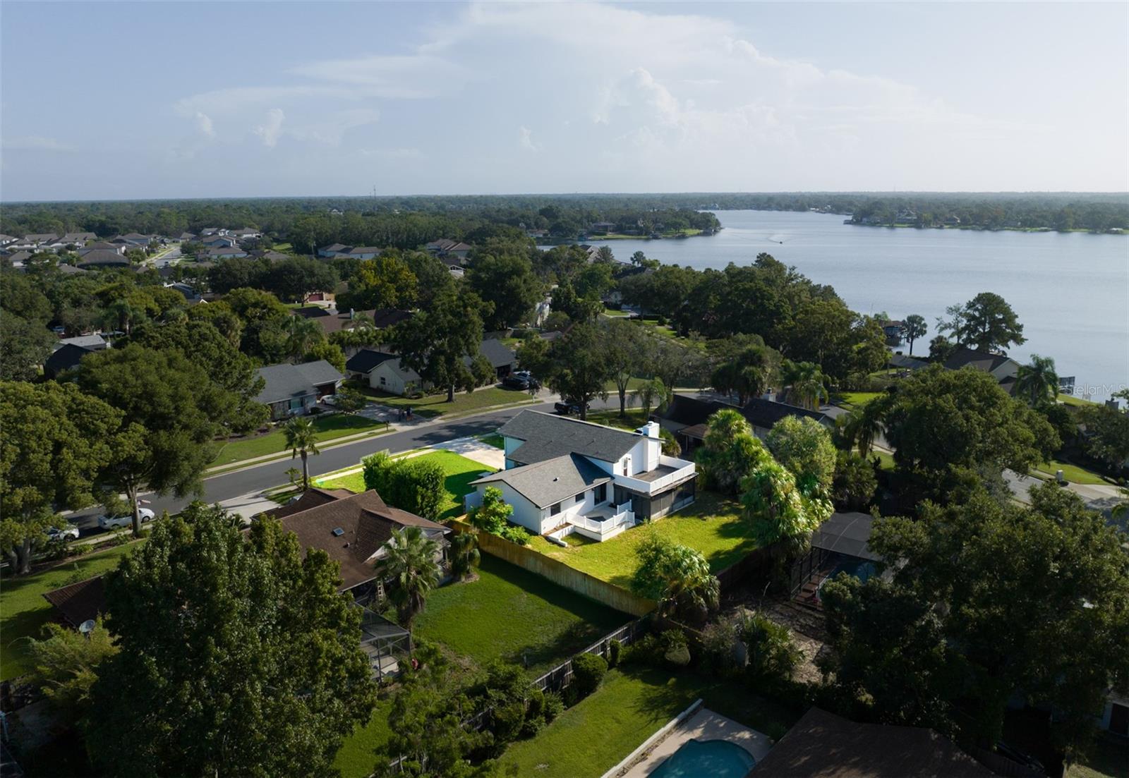 Drone view with lake