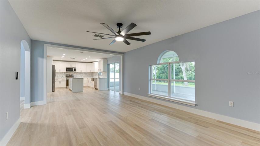 Great room with view to kitchen