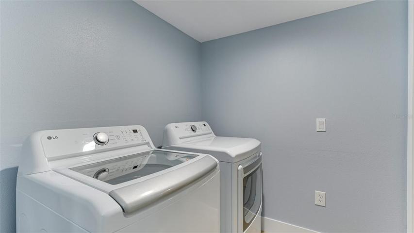 Laundry Room with new wifi-enabled LG washer and dryer