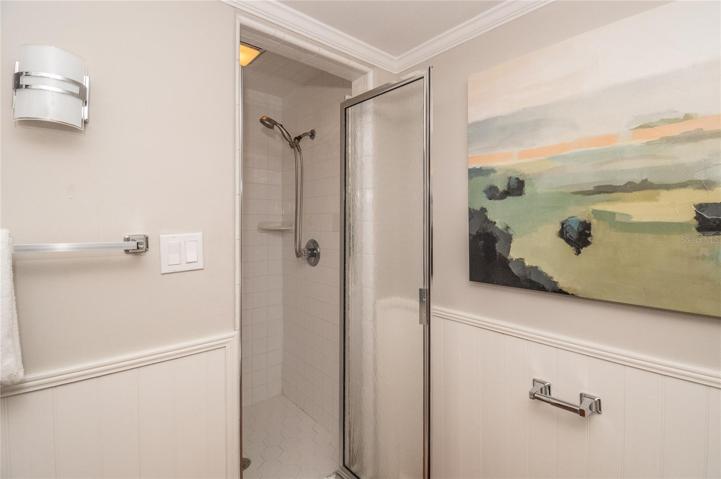 Downstairs bathroom with walk in shower