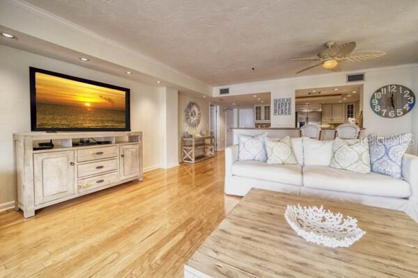 Relaxing living room with recessed lights