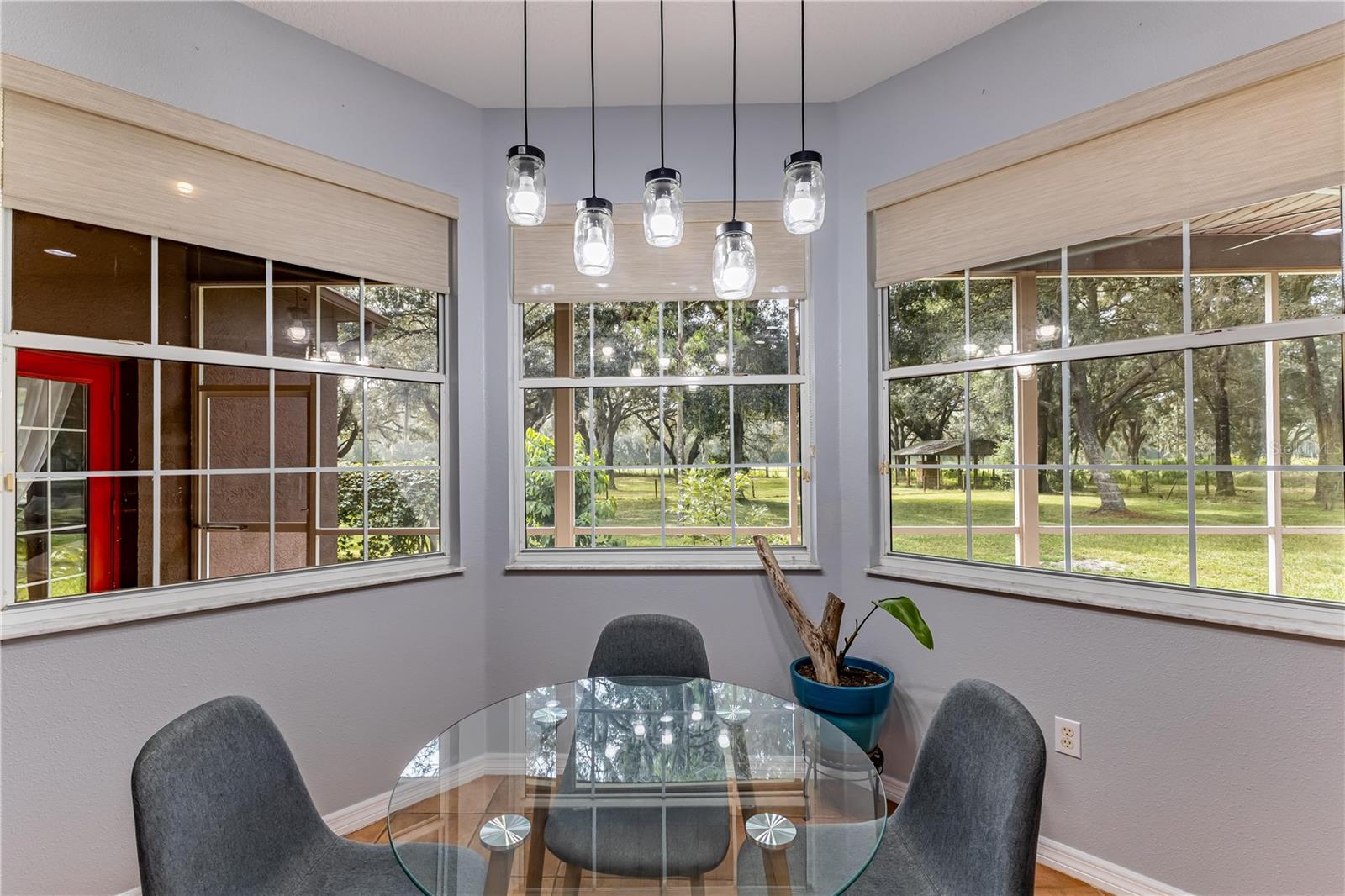 Kitchenette table looking out over pastures