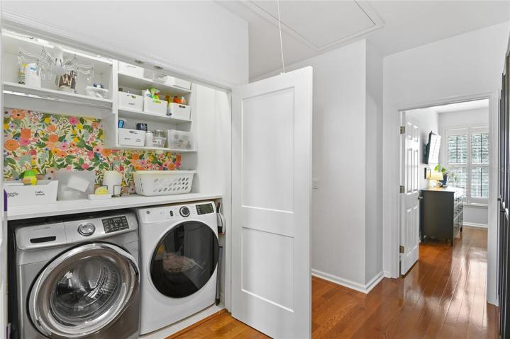 Laundry Area with Built-In shelving