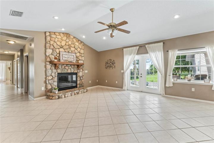 Great Room with Stone Gas Fireplace