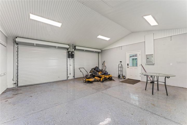Detached 2 car garage with electric roll up doors