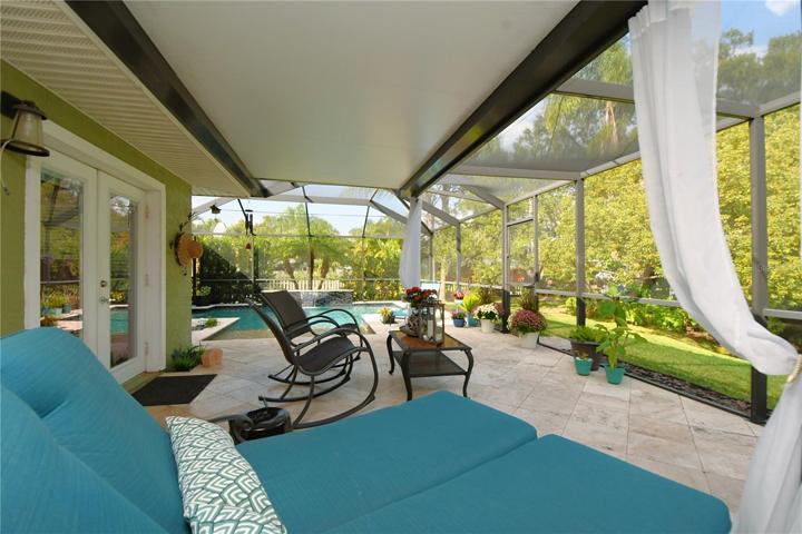 Another view of the patio and the pool.