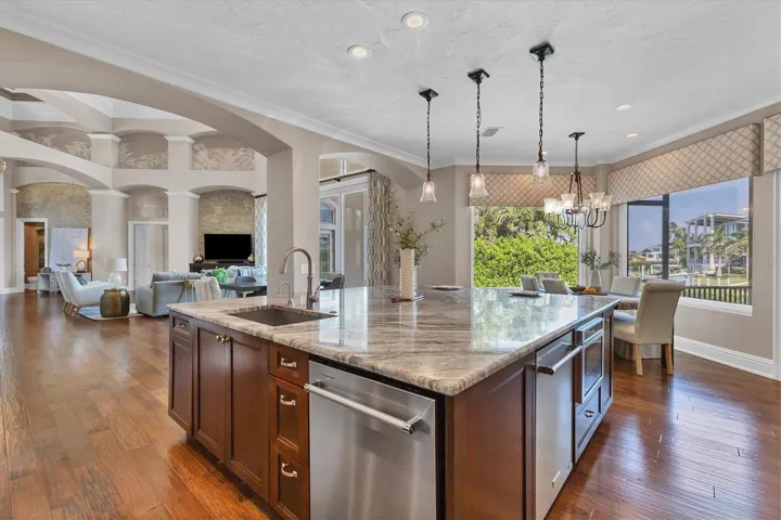 Dual dishwashers in kitchen and oversized center island