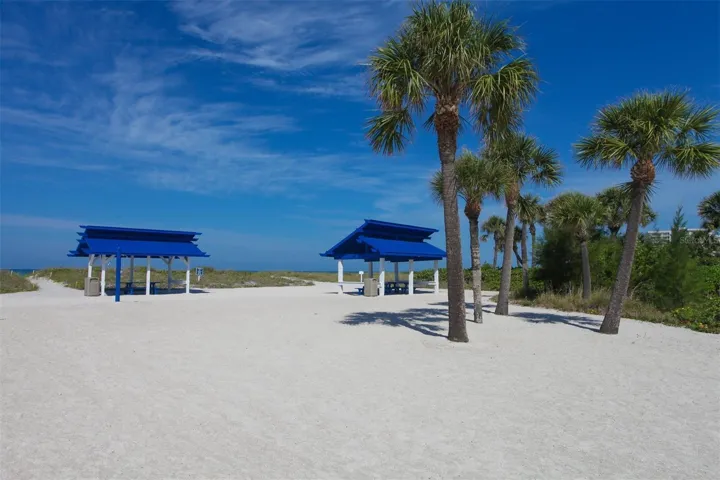 Beautiful sandy beaches and cabanas