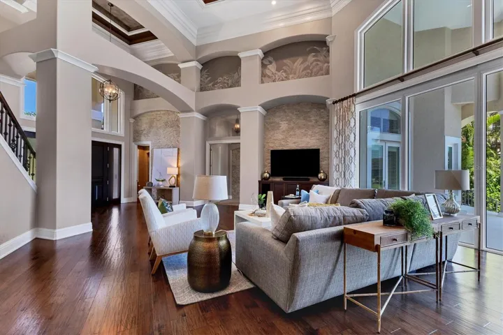 Engineered water resistant wood flooring on main level