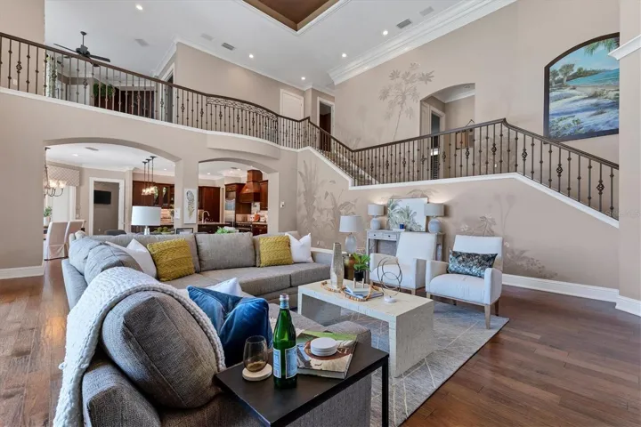 Loft area with ample space and dry bar overlooks the Grand Living Area overlooks the Grand Room