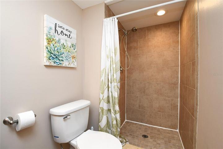 Walk-in shower in the master bathroom.