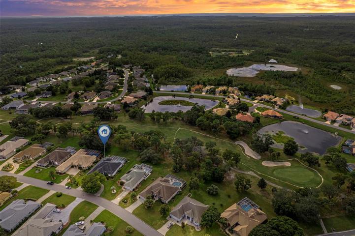 Aerial view with beautiful Florida sunset