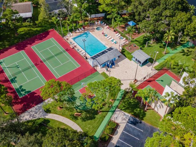 Community tennis courts and playground