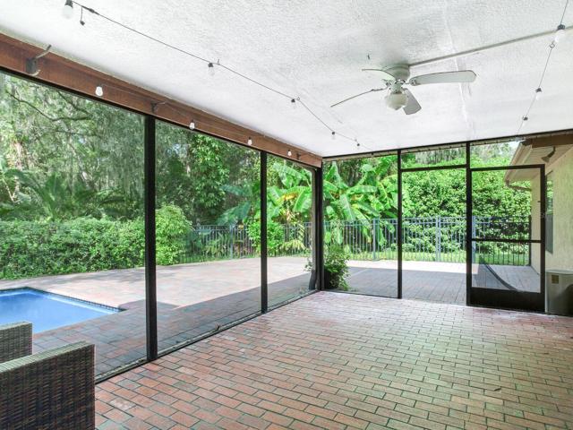 Large entertaining area with ceiling fan