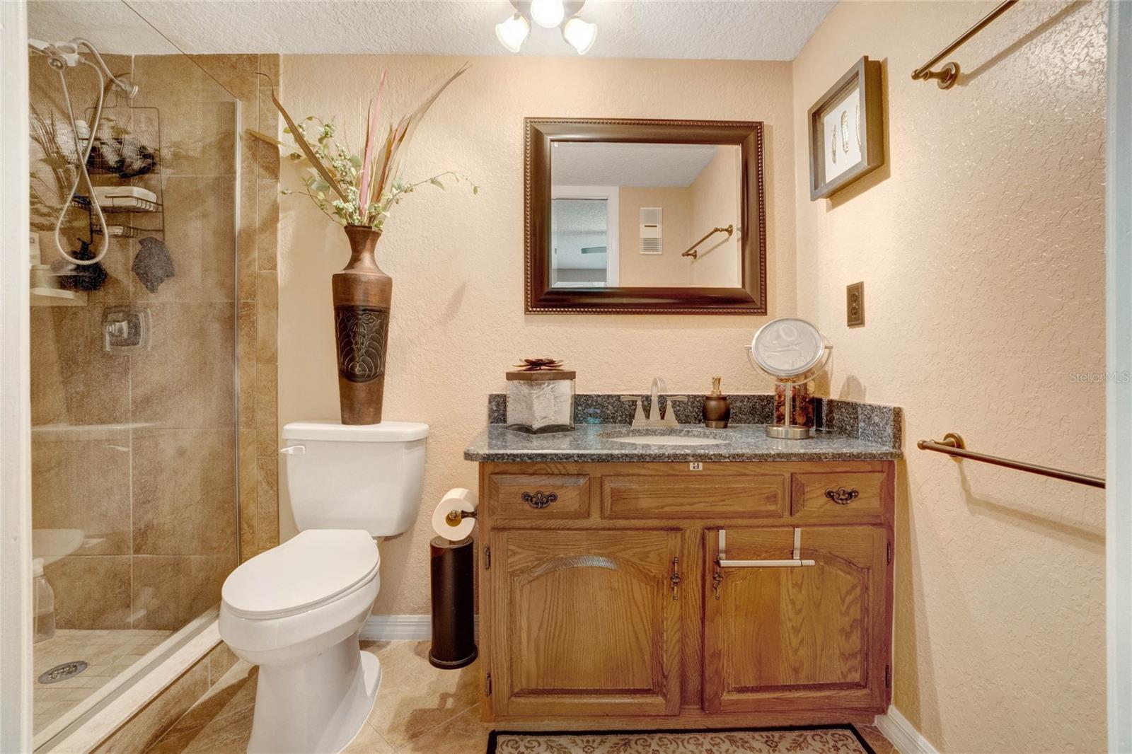 Master Bathroom has granite countertops