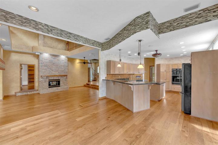 Kitchen with views to the living room