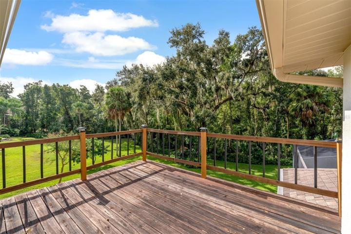 Private deck overlooking the backyard