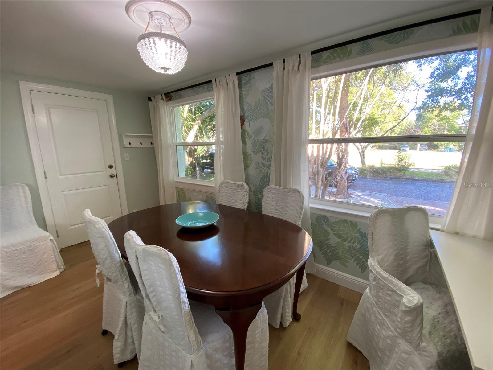 Dining room. Door is front entrance to apartment