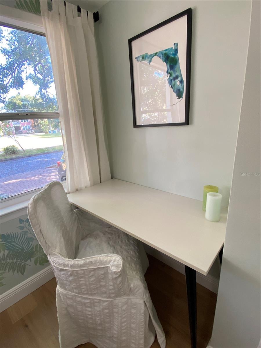 Office nook in dining room