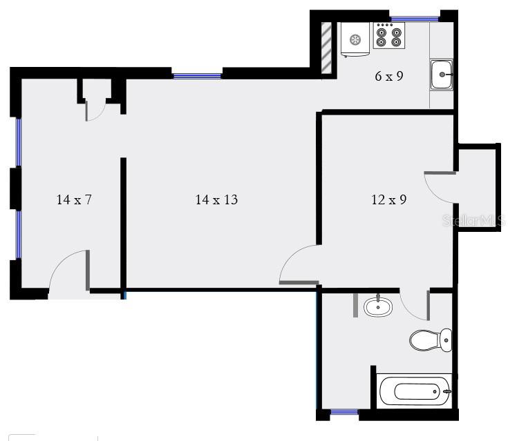 floorplan with appx dimensions - tenant to confirm in person