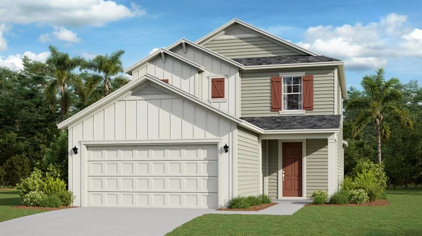 Artist rendering; illustration only; colors, features, and garage orientation may differ.