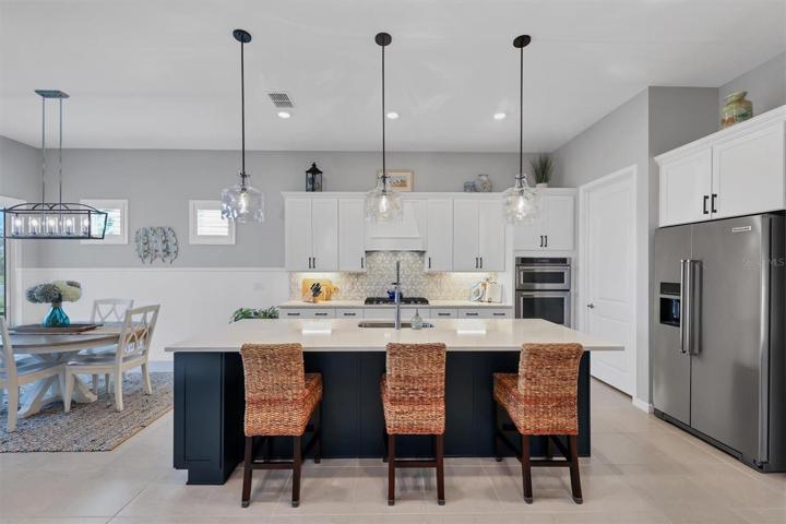 Kitchen with large centered island