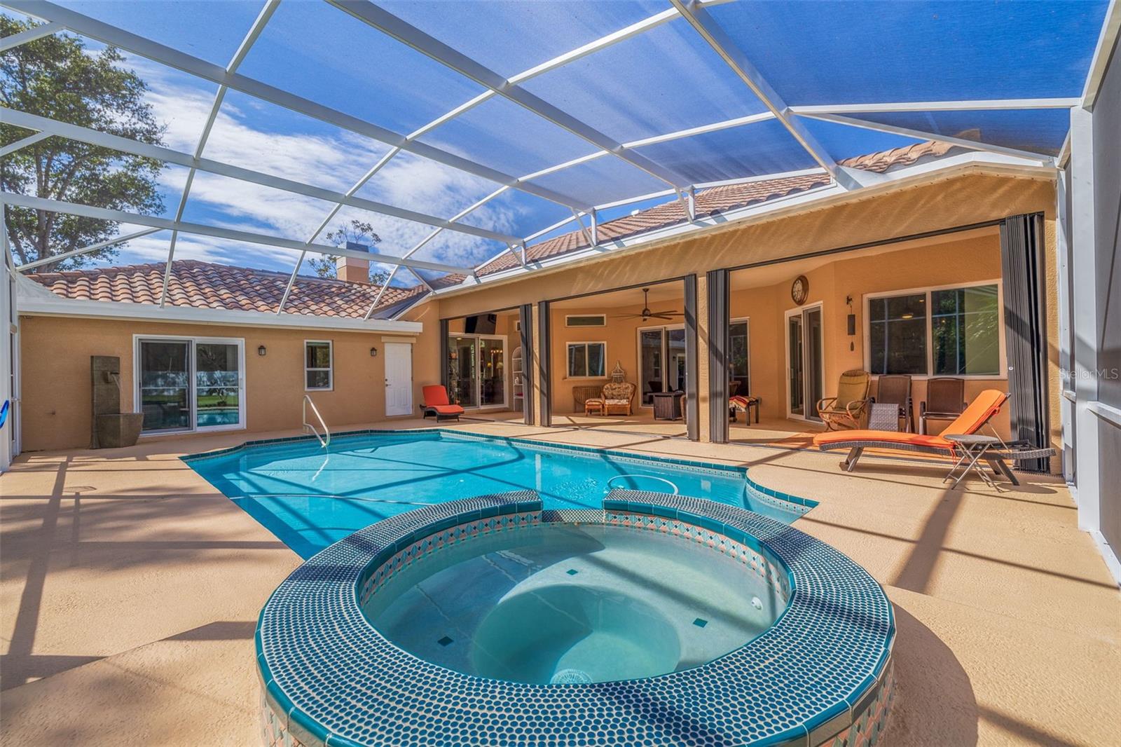 Salt water pool  recently resurfaced.