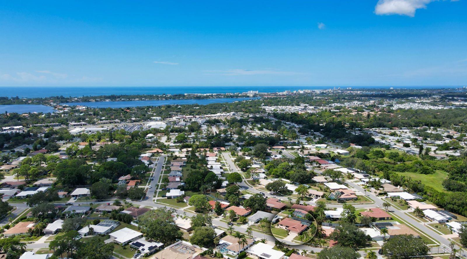 Aerial View showing the proximity to the Intercoastal Waterways &amp; The Gulf of Mexico