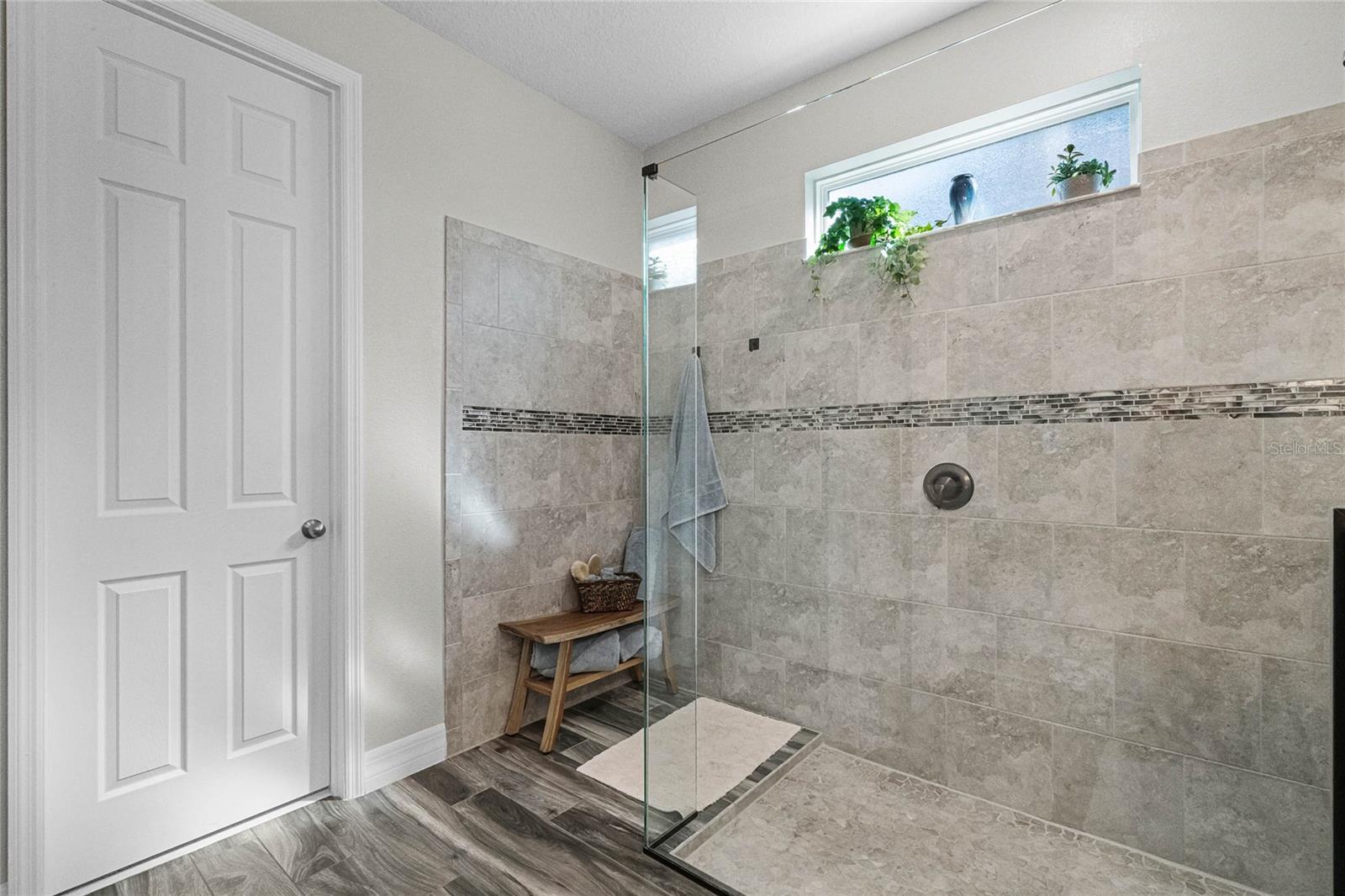 Zero entry walk in shower.